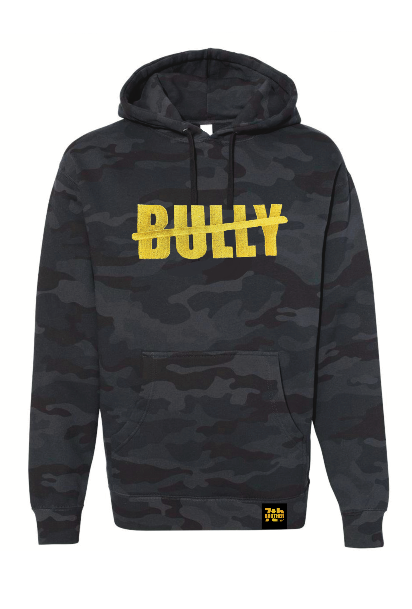 ANTI-BULLY LOGO GOLD EMBROIDERED HOODIE-BLACK CAMO
